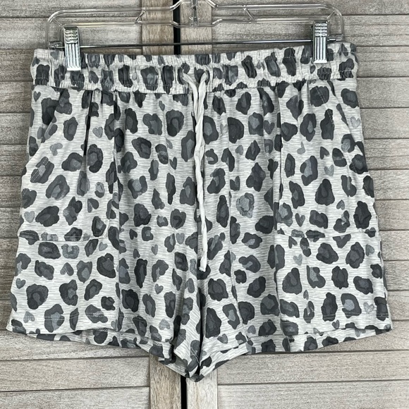 Pull On Lounge/PJ Shorts Gray Leopard-XL - Picture 1 of 2